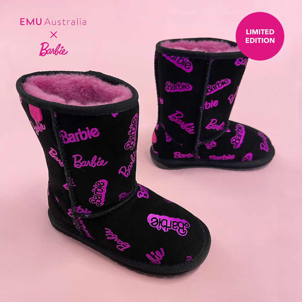 Emu Barbie™ Wallaby Print Lo Stiefel Kinder Schwarz | MISDHCA-26
