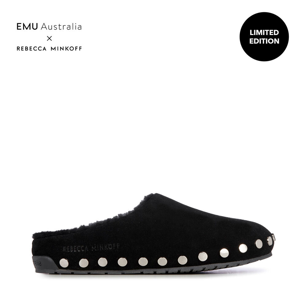 Emu Monch Stud Hausschuhe Damen Schwarz | GXAJBHK-62