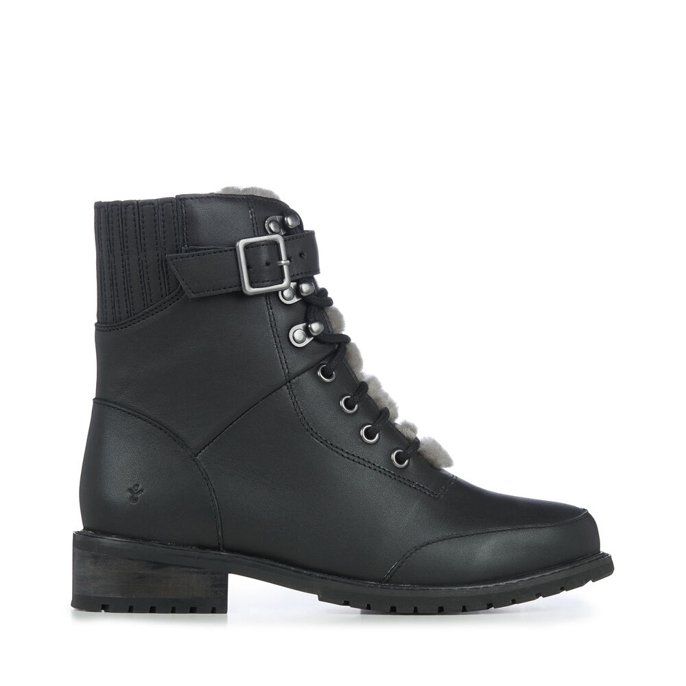 Emu Waldron Leder Stiefel Damen Schwarz | CYUTHFX-49