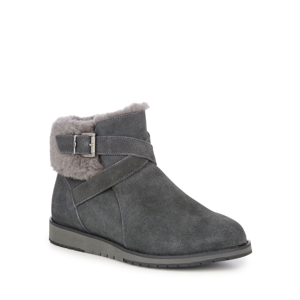 Emu Merak Stiefel Damen Dunkelschwarz Grau | TKABMWH-45