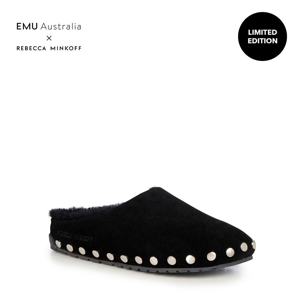 Emu Monch Stud Hausschuhe Damen Schwarz | GXAJBHK-62