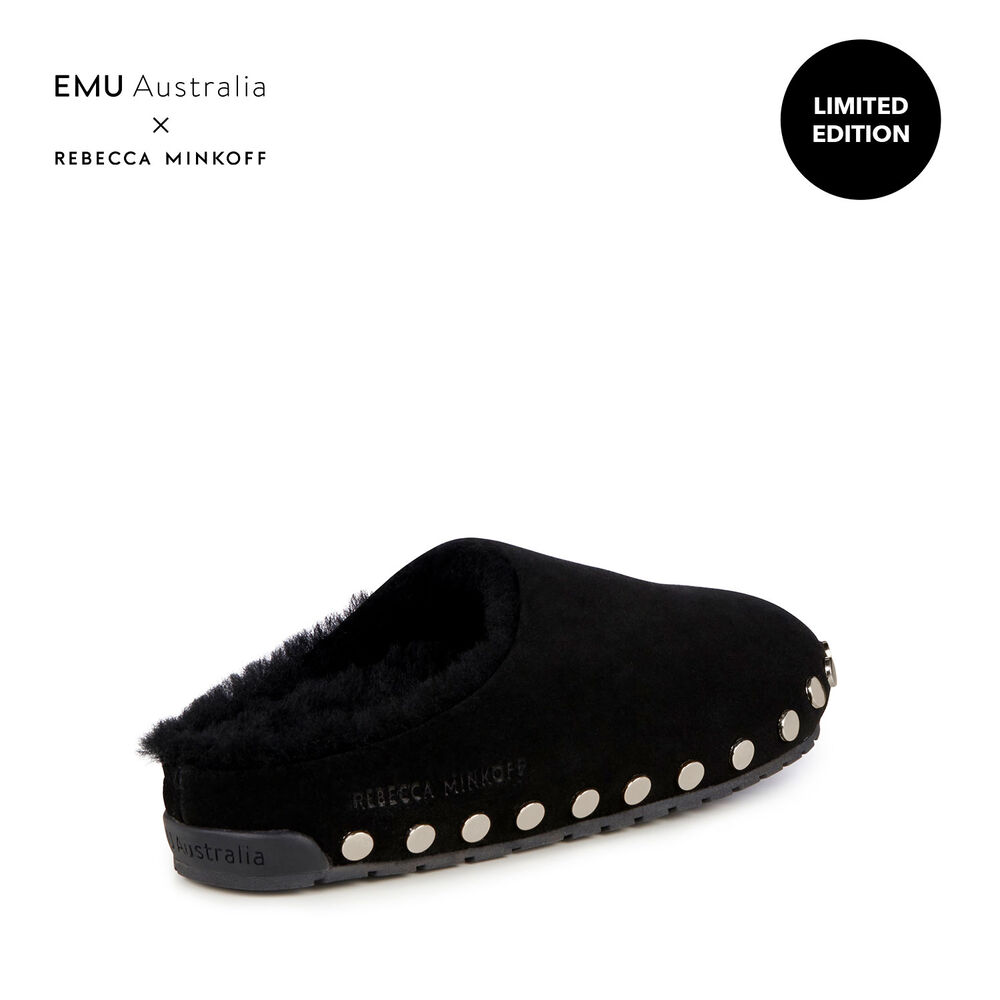 Emu Monch Stud Hausschuhe Damen Schwarz | GXAJBHK-62