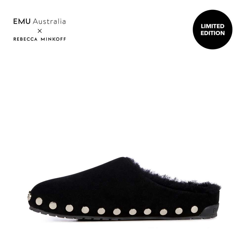 Emu Monch Stud Hausschuhe Damen Schwarz | GXAJBHK-62