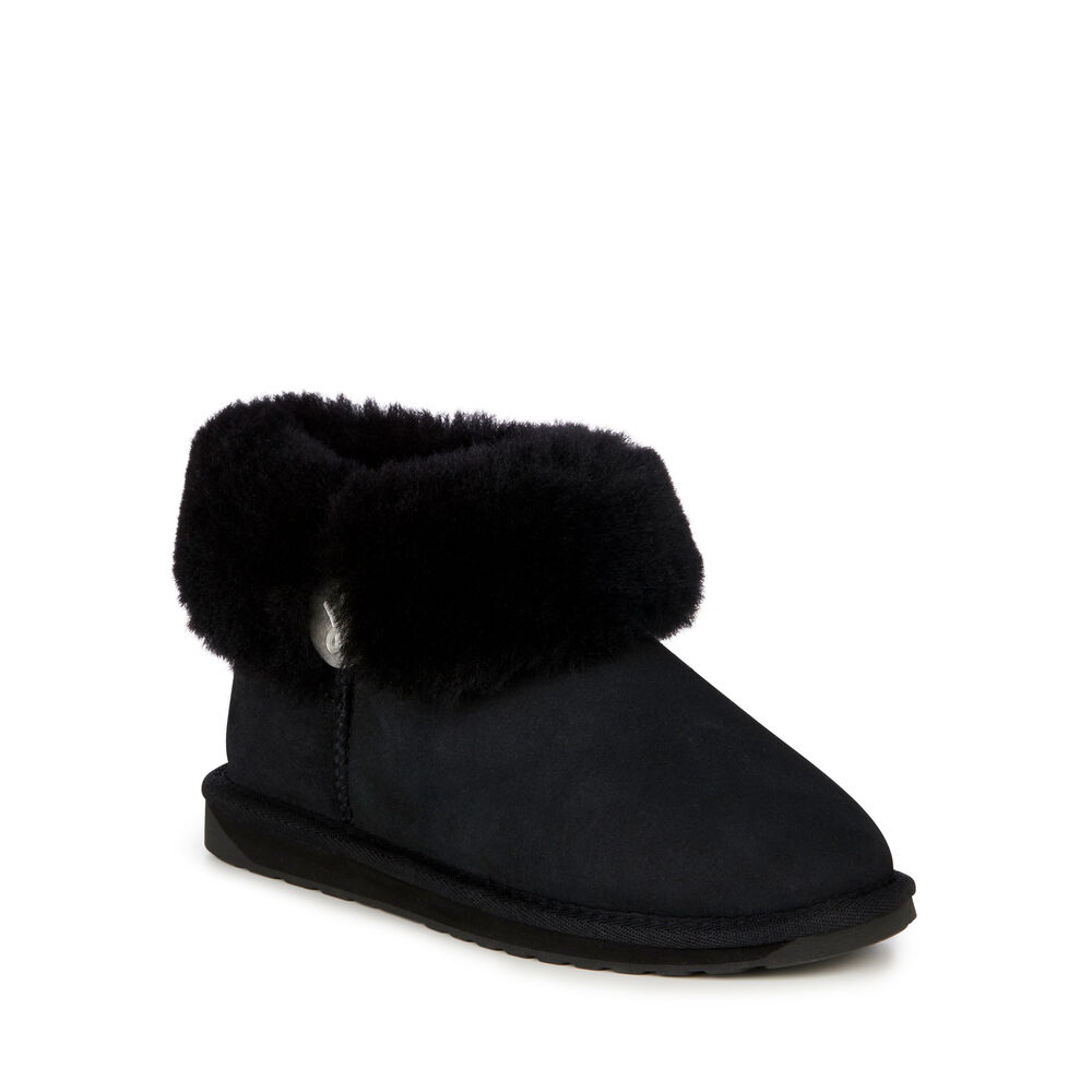Emu Ore Fold Over Stiefel Damen Schwarz | TIOAXYK-14