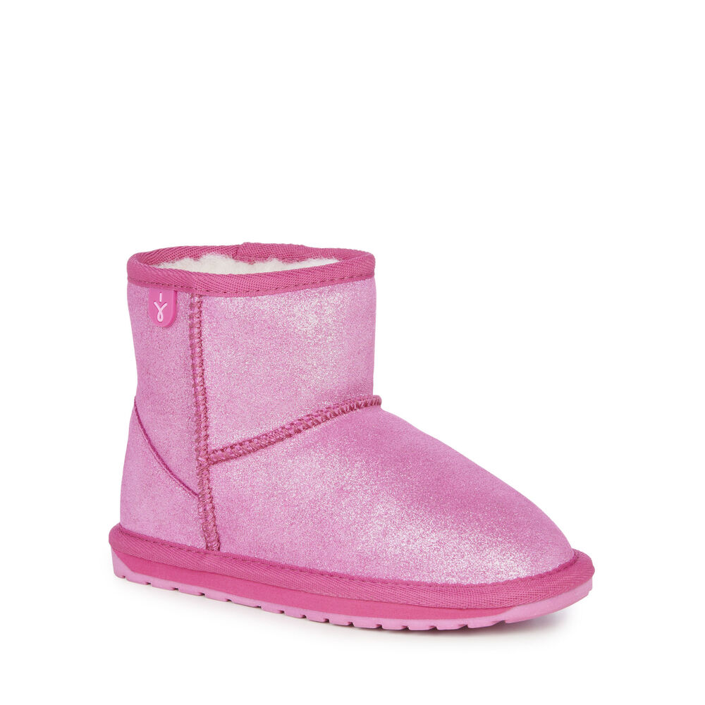 Emu Wallaby Mini Metallic Stiefel Kinder Tiefesrosa | BYJTUHQ-37