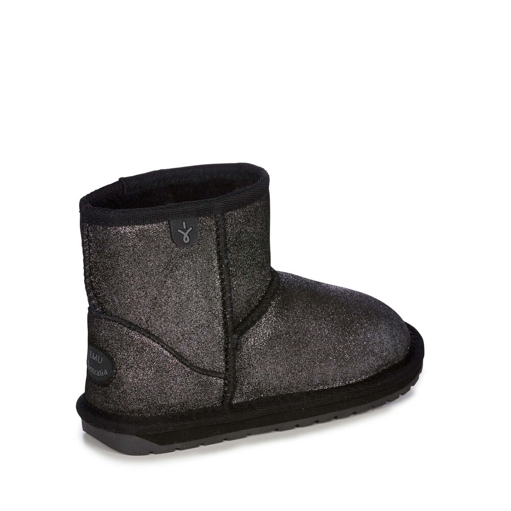 Emu Wallaby Mini Metallic Stiefel Kinder Schwarz | PFARJQB-46
