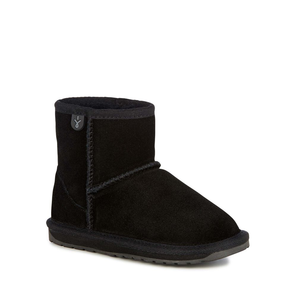 Emu Wallaby Mini Teens Stiefel Kinder Schwarz | OGRHKDV-68